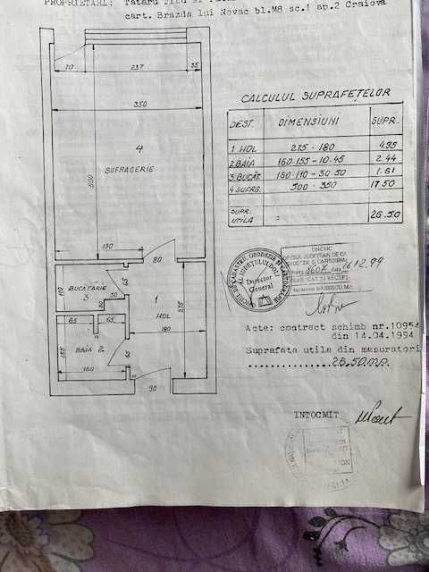 garsoniera centrala calea bucuresti, decomandata, complet utilata