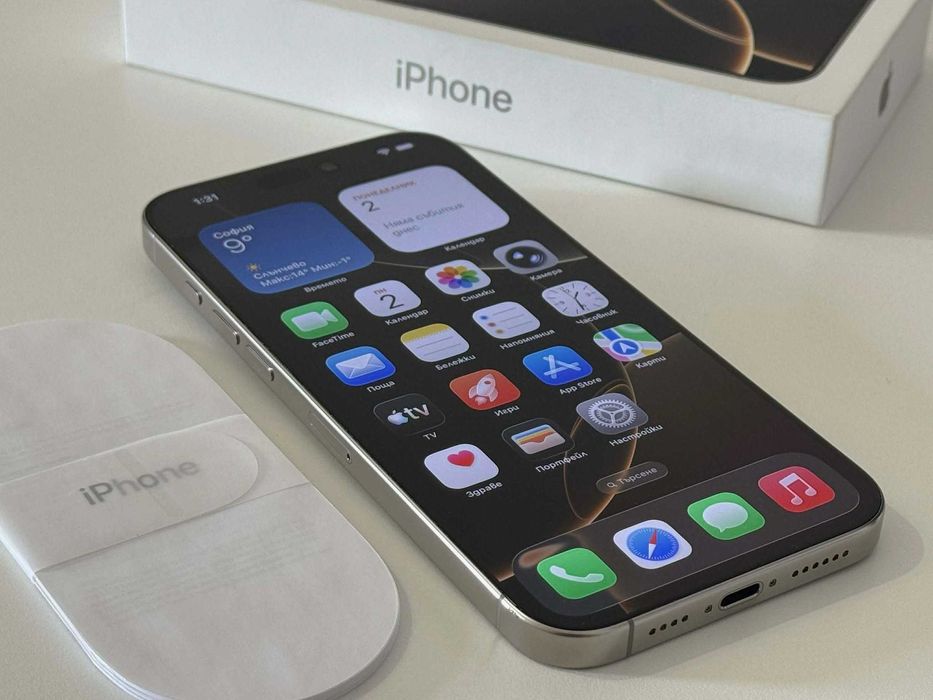 Бартер! Перфектен! iPhone 16 Pro Max Natural Titanium (Сив) 93%