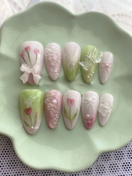 Ръчно рисувани изкуствени нокти press on nails