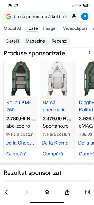 Barca Colibri KM260 si motor Mariner  de3,5 cp