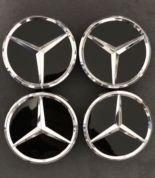 Set Capace Roti/Jante Mercedes Class negru lucios 75mm A B C E S CLC