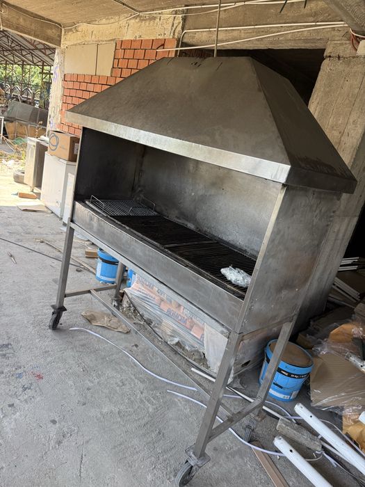 Grătar Profesional Inox 1,5 m Restaurant Terasă Pe Cărbuni