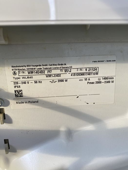 Masina de spalat simens 1400 rotati 7kg