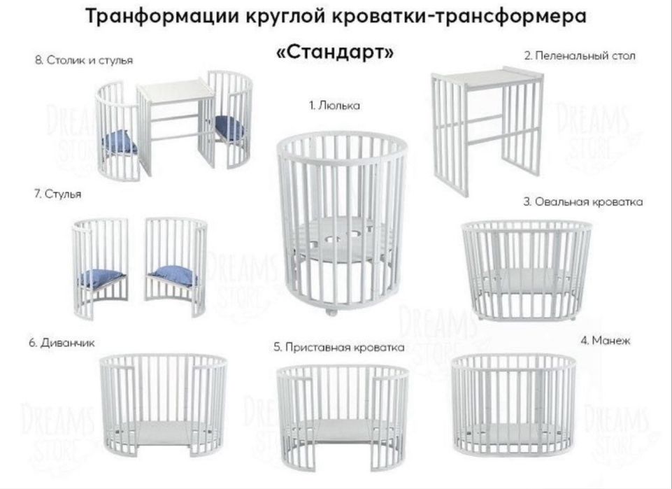 Десткая кроватка трансформер 8в1