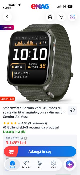 Garmin Venu X1 greenn• NOU / SIGILAT •