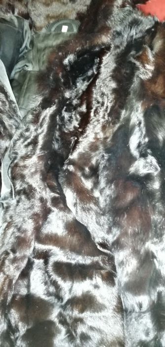 Дамско кожено палто, естествен косъм