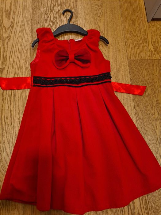 Rochie rosie, eleganta, fleece, 7 ani, 122 cm copii