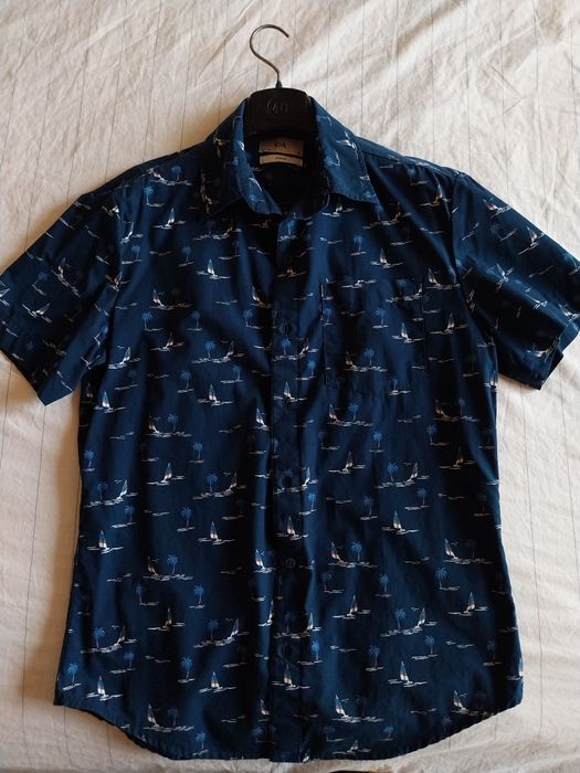 Cămașă bărbați sau băieți albastru închis slim fit S