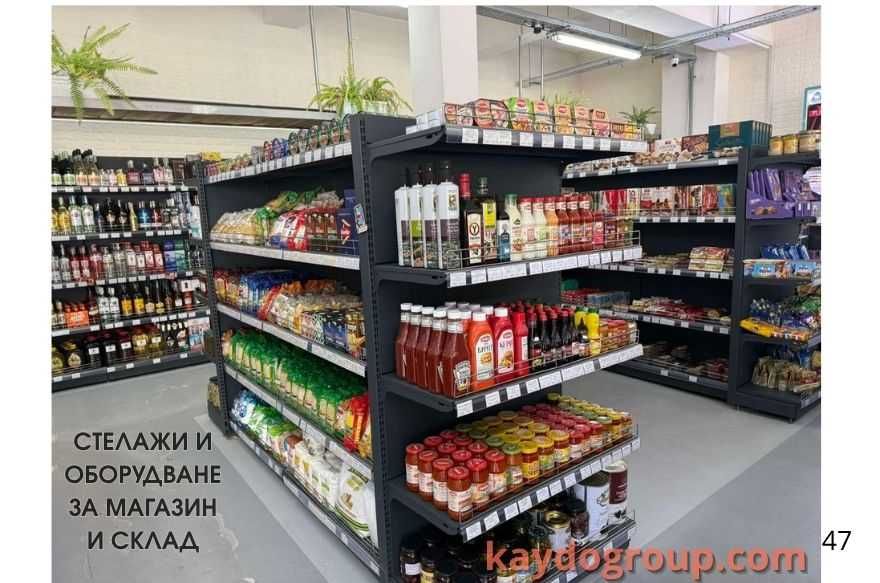 Метални стелажи за магазин, супермаркет, хранителни стоки– Нови, НАЛИЧНИ на склад