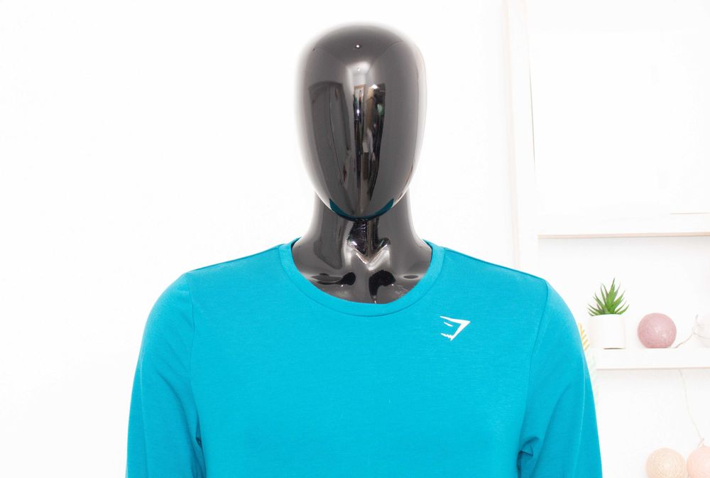 Gymshark мъжки блуза с дълъг ръкав синя за фитнес и спорт L