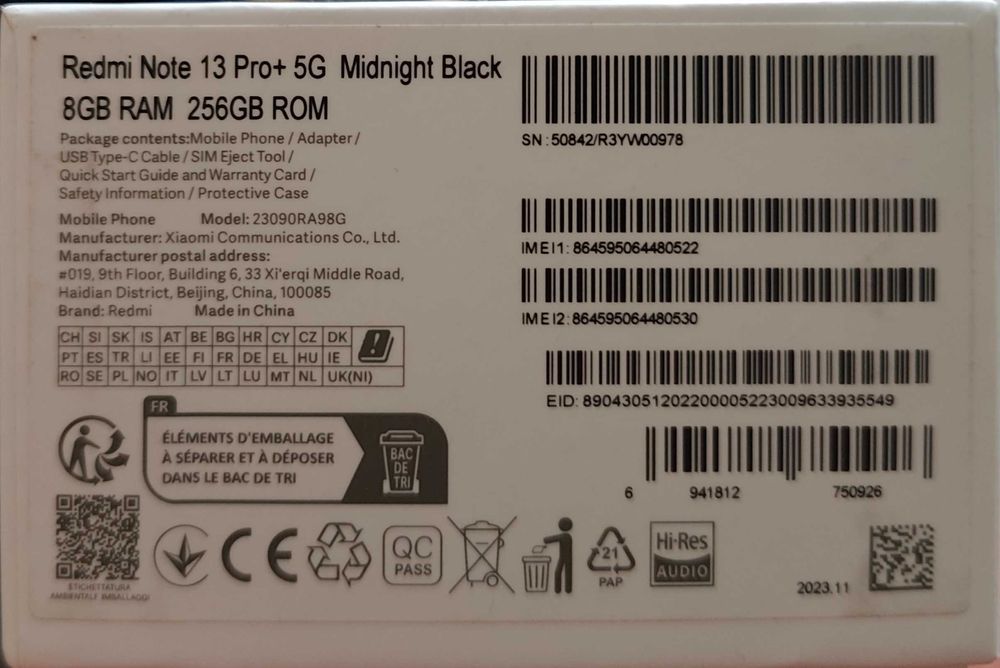 Xiaomi Redmi Note 13 Pro+ 5G Black