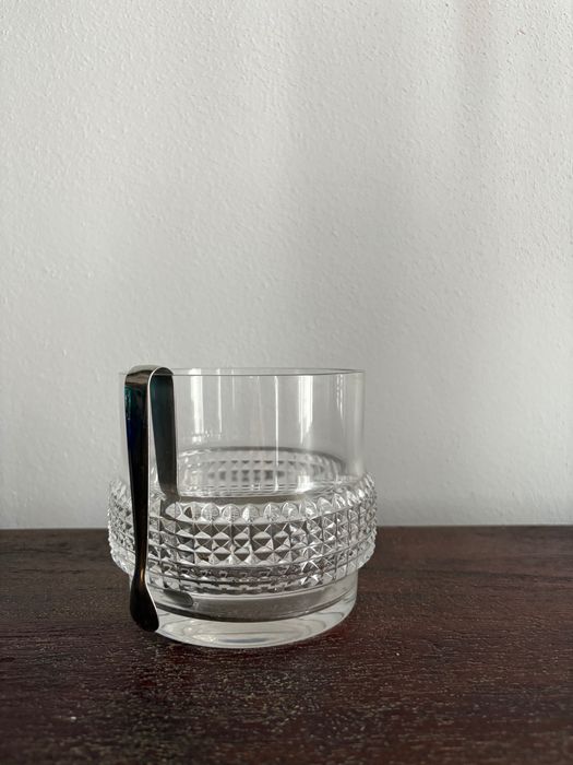 recipient bar frapieră Art Deco Peill & Putzler din cristal cu clește
