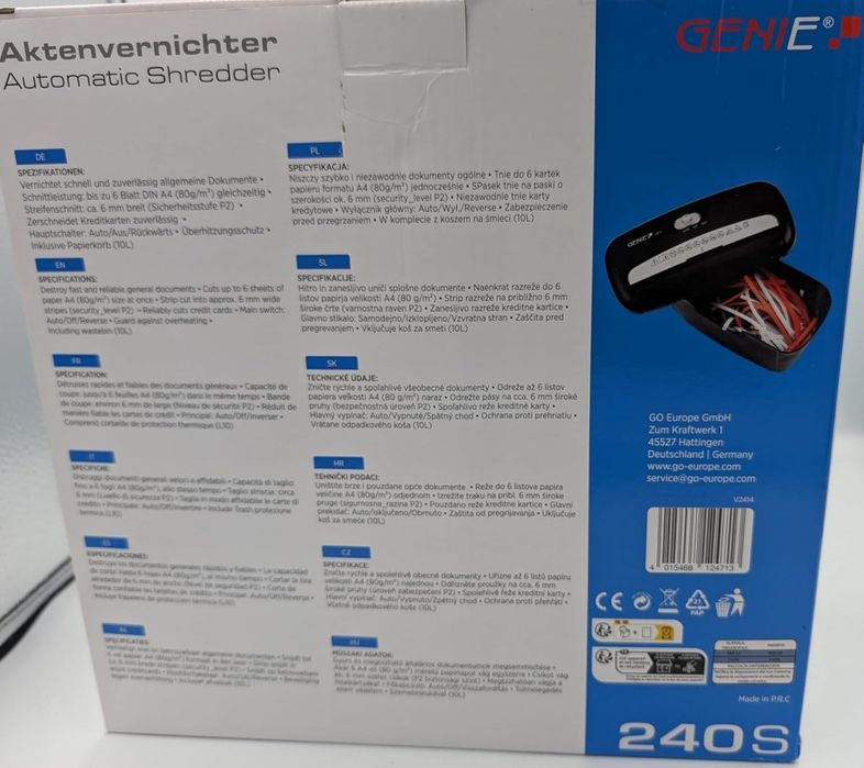 Професионален шредер за документи Genie 240S за унищожаване на докумен