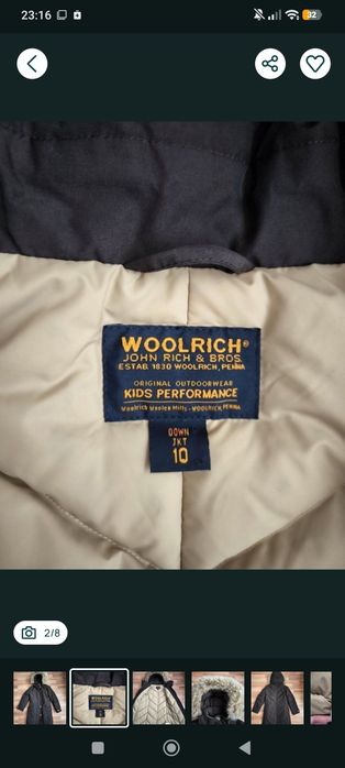 Parka copii Woolrich puf și pene 10 ani