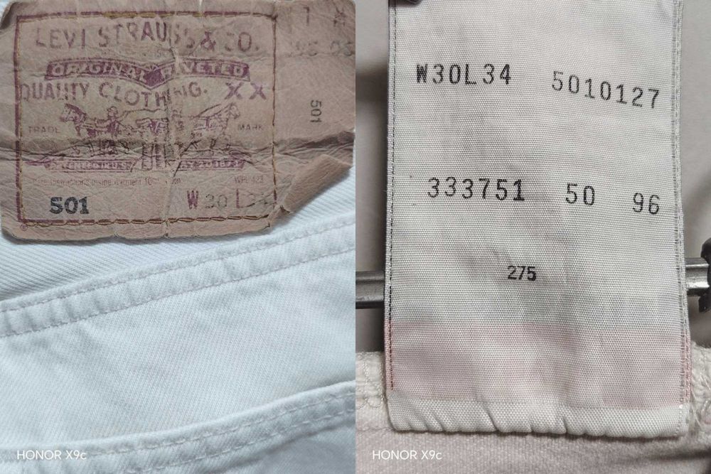 Levis 501 Белые Джинсы / W32 L32 / W30 L34. Две пары. Винтаж.