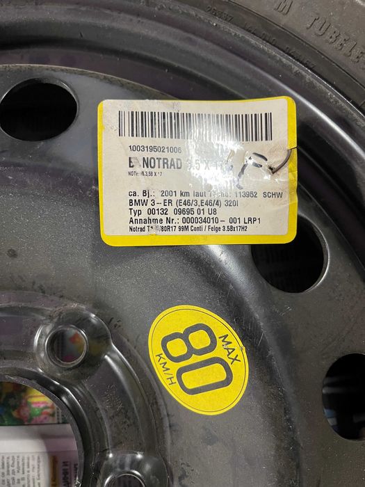 Резервна гума за BMW 3 Series E46 Sedan (02.1998 – 04.2005)  17 цола