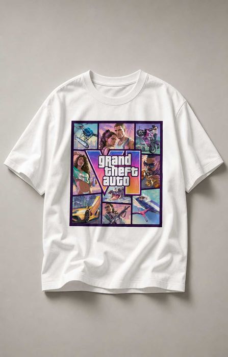 Premium GTA 6 тениска - черна/бяла, XS-XL