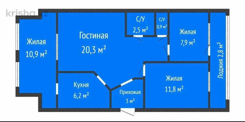 3-комнатная район ЖД Вокзала