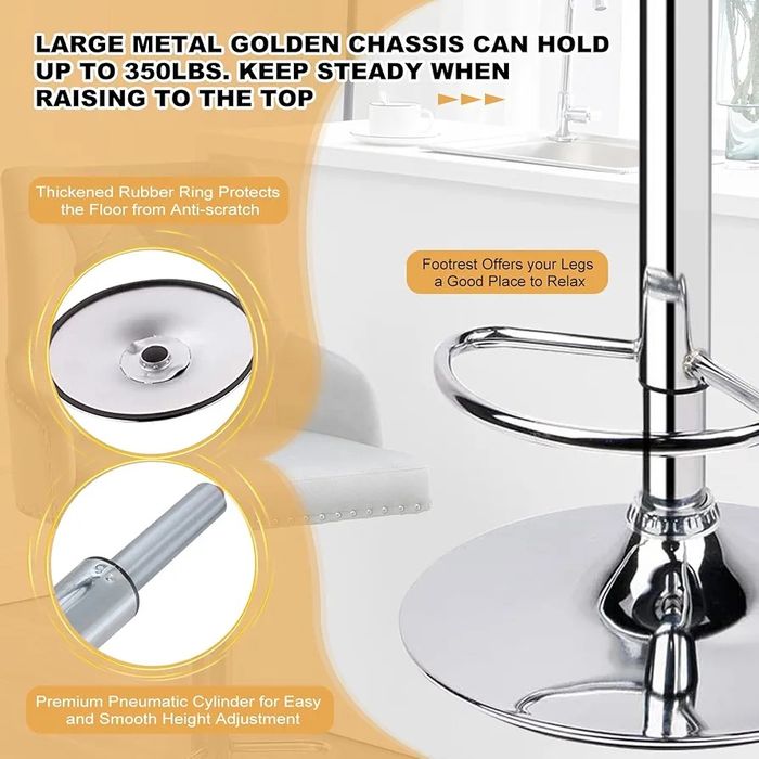 Бутиков Луксозен бар стол с висока облегалка и газов амортисьор