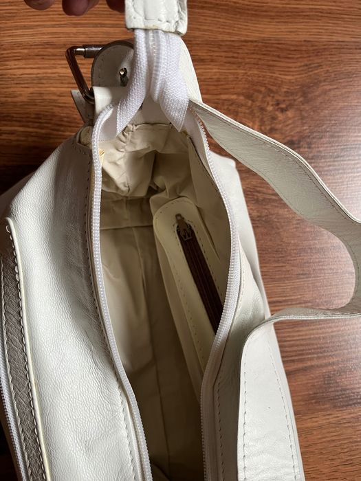 Geanta Amalfi alba din piele