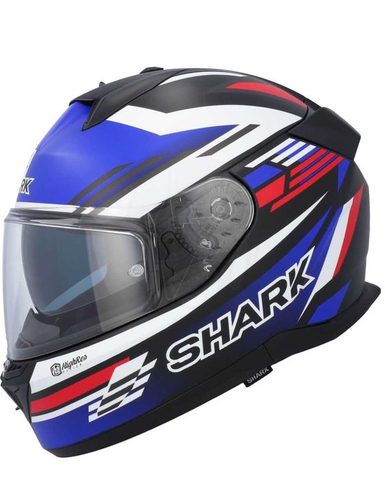 Мото Каска D-Skwal 3 Firstlap Mat Black Blue Red,вградени очила