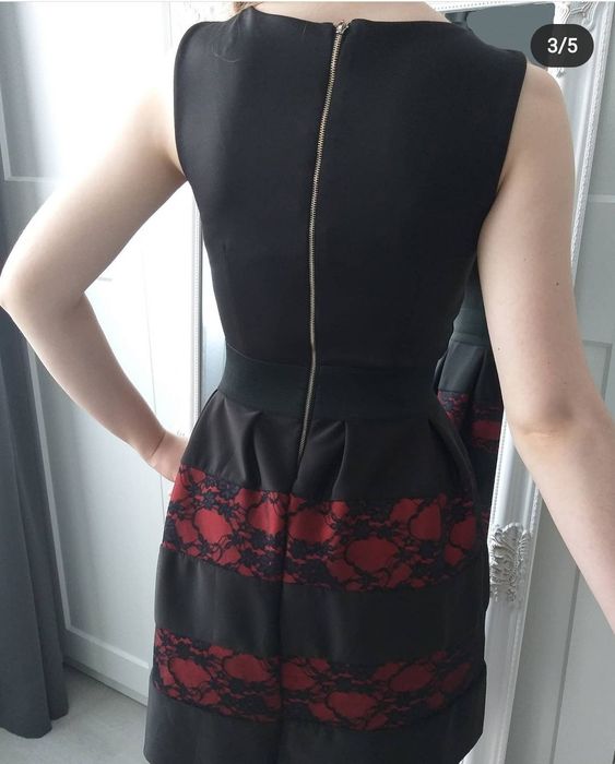 Официална рокля в черно и червено