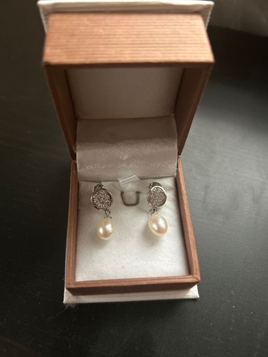 Обеци сребро и перли