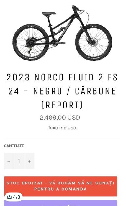 Bicicleta MTB NORCO Fluid 24" Full Suspension Aluminiu Frane hidraulice culoare Deosebita