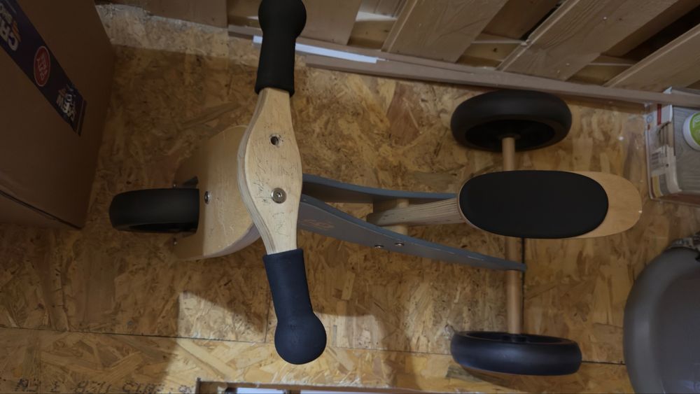 Tricicleta 2 in 1, Kinderfeets, Lemn, Albastru