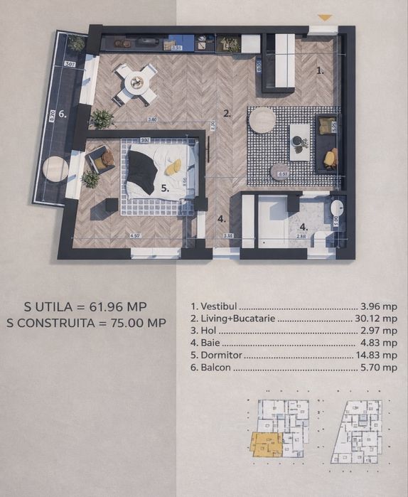 Vand apartament 2 camere parcul teilor