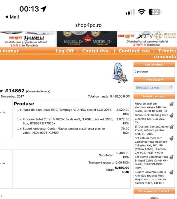 PC Gaming GTX 1080TI / Intel i7-7820X / Wi-Fi + Bluetooth incorporate