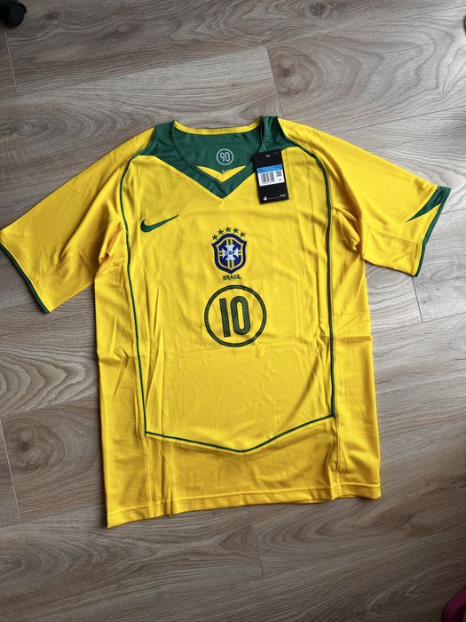 Tricou de fotbal nationala Braziliei Nike 90 World Cup 2004 Ronaldinho 10 Marime M