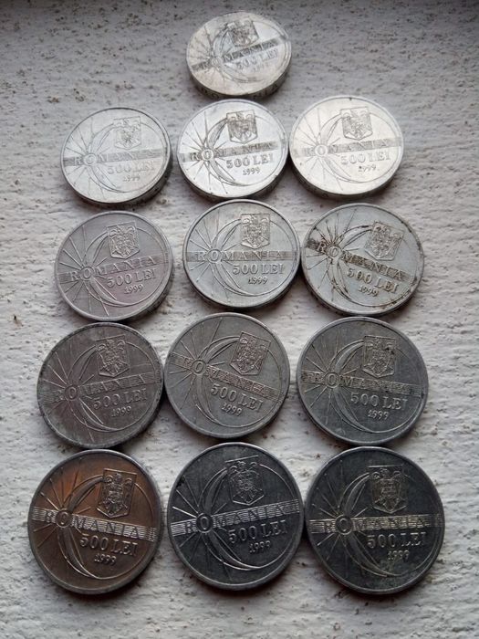 Bancnota 2000 lei (eclipsa) & monede 500 lei (an 1999)
