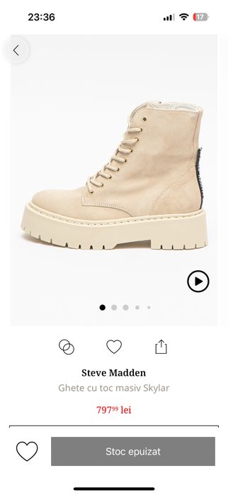 Ghete bocanci piele naturala Steve Madden bej