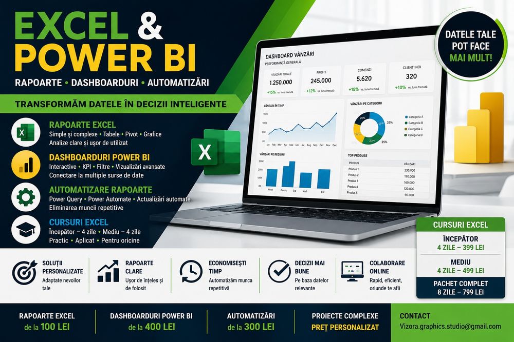 Excel & Power BI – Rapoarte, Dashboarduri, Automatizări și Cursuri
