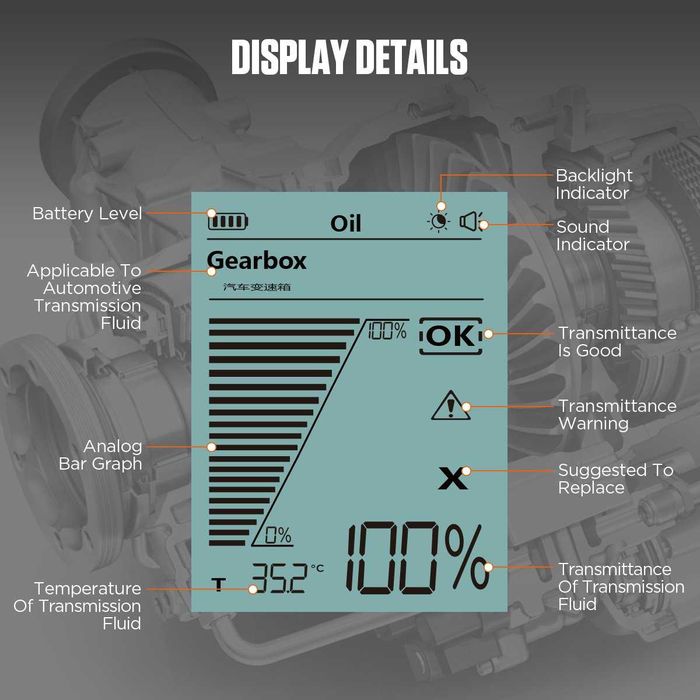 Тестер за трансмисионно масло, Autool AS503, LCD Дисплей