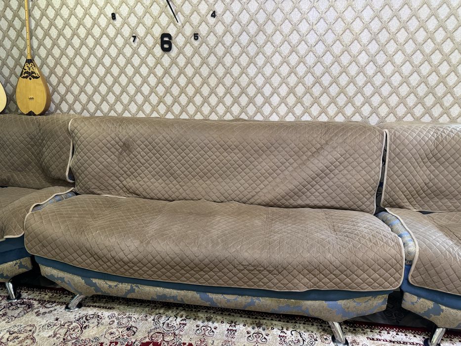 Синий диван и 2 кресла