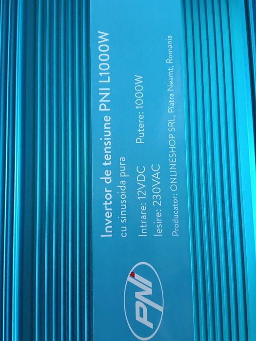 Invertor de tensiune PNI SP1000W cu sinusoida pura, alimentare 12V sinus pur