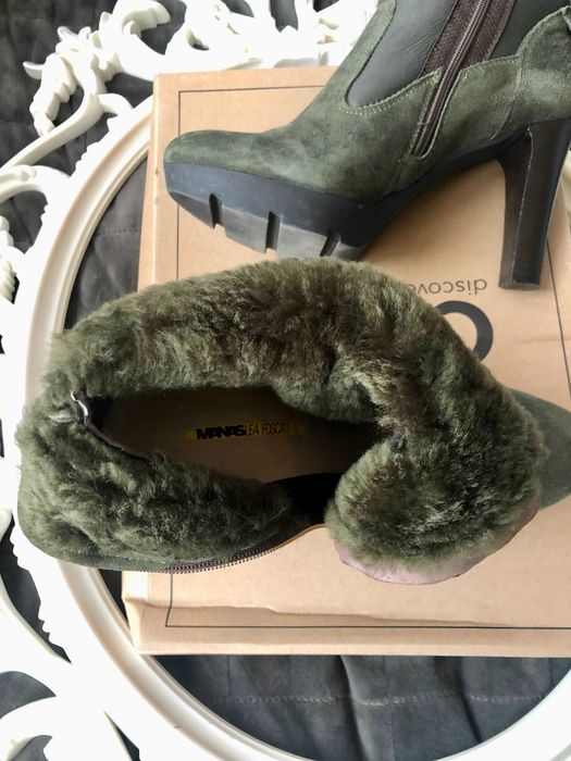 Botine imblanite piele 100% naturala cu platforma MANAS marime 39