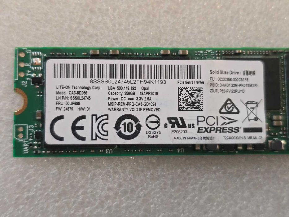 Solid-State Drive (SSD) Lite-On 256GB M.2 NVMe PCIe Gen 3x4, 2100 MB/s Read, 97% Health (HDD Sentinel)