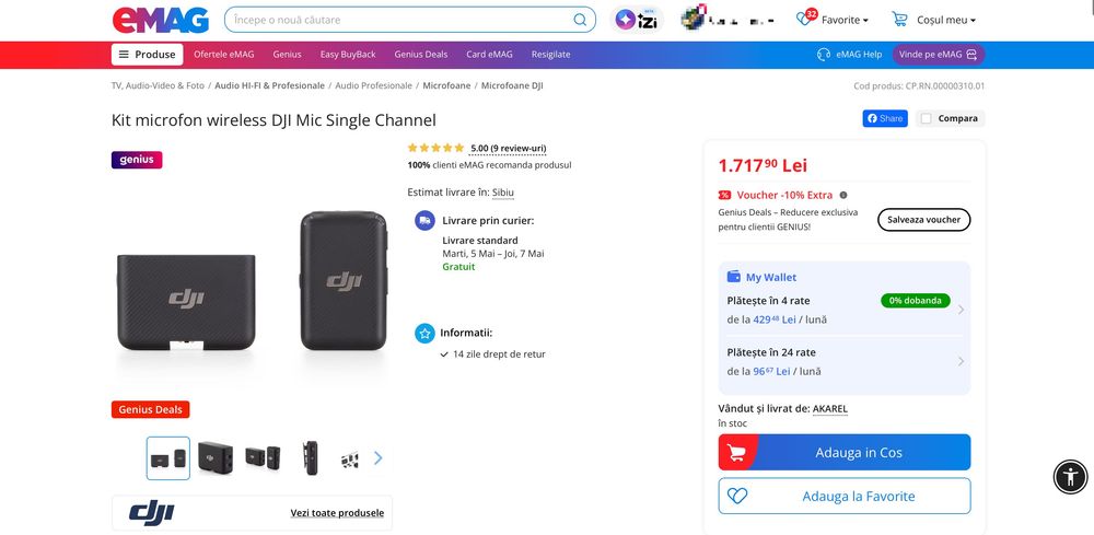 Lavalieră DJI Mic (gen. 1)