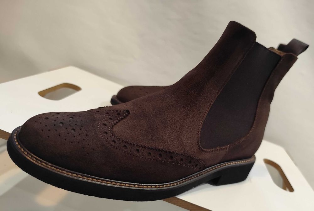 Ghete chelsea 39 brogue Lav Artigianale piele naturala suede moale