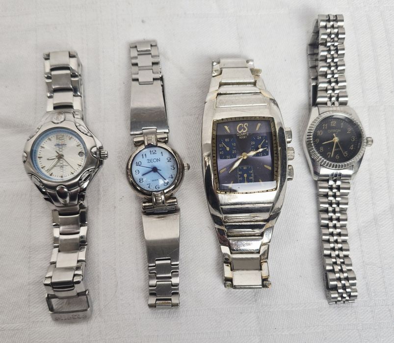 Lot 4 ceasuri de mână, Ellesse, Citizen, Zeon, cu quartz, din oțel inoxidabil.