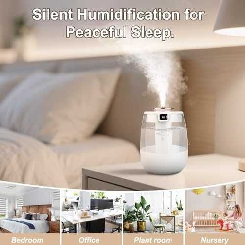 Нов USB овлажнител за въздух спалня 1.8L студена мъгла с 2 дюзи и нощна лампа