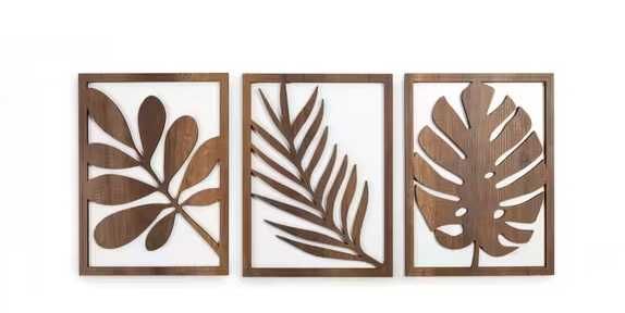 3 броя дървени декорации за стена 30 см/ 22 см