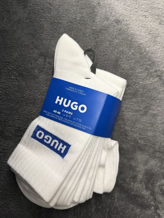 HUGO Blue logo set 3 sosete lungi albe marimea 40-46 noi originale