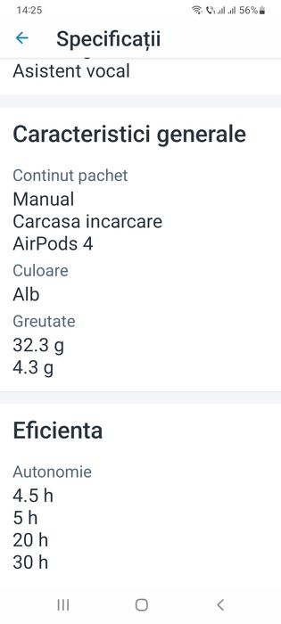 Căști Apple Airpods 4,Active Noise Cancellation