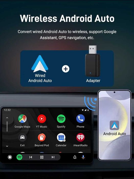 Adaptor Carplay + Android Auto Wireless
