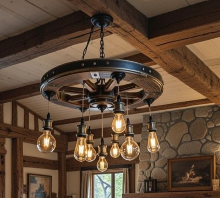 Люстра -колесо в стиле LoFT