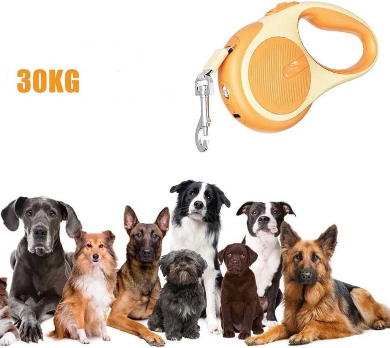 5м Автоматичен Повод за Куче с Вграден LED Фенер, USB, 5м до 30кг